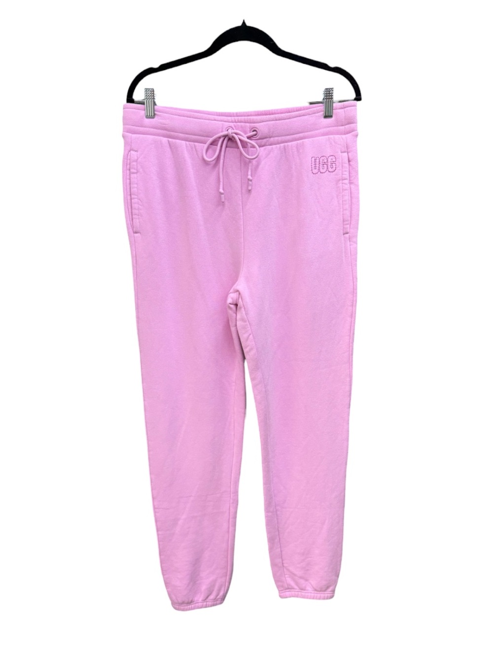 UGG Pink Fleece Logo Drawstring Joggers Sweatpants Large - Picture 3 of 8